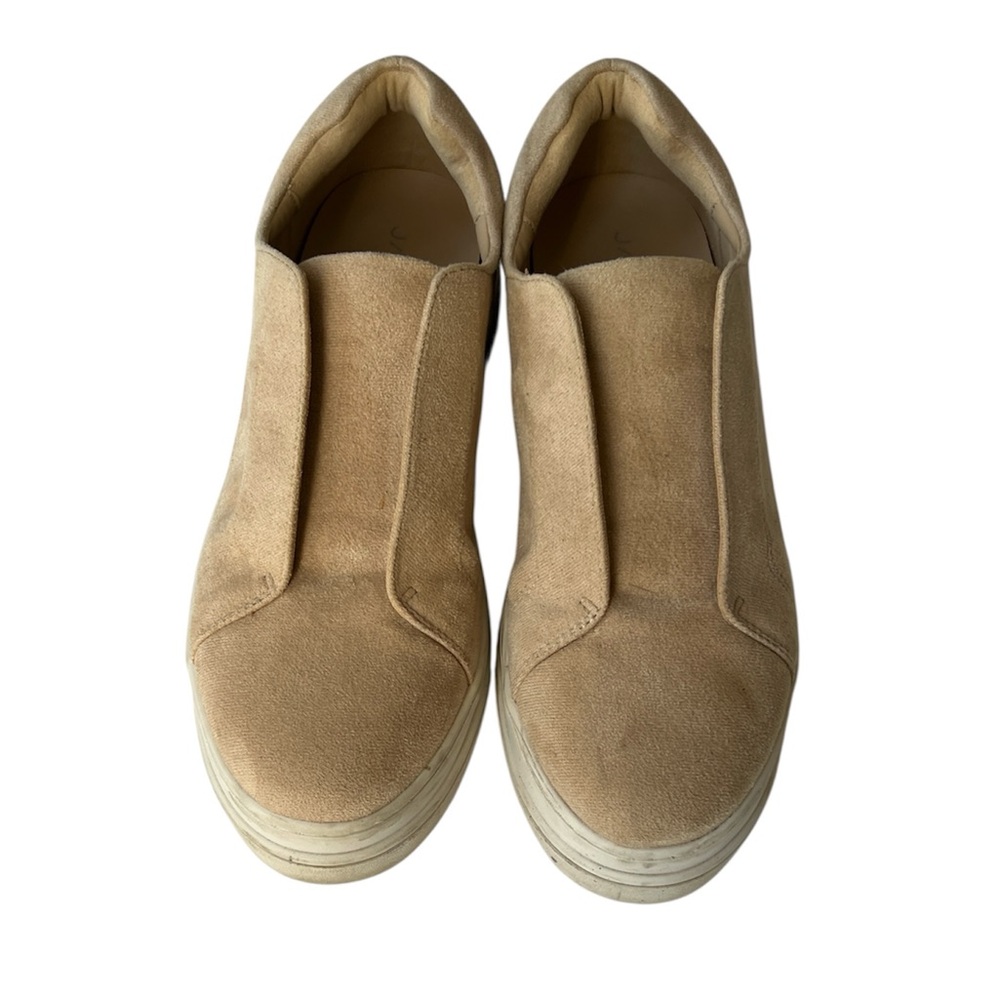 J Slides Alara Taupe Vegan Tan Beige Suede Slip-On Platform Sneaker 9 1/2M